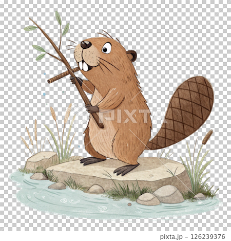 Cute animals, children's book style  White Background 126239376