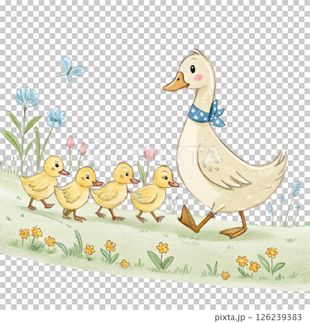 Cute animals, children's book style  White Background 126239383