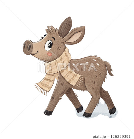 Cute animals, children's book style  White Background 126239391
