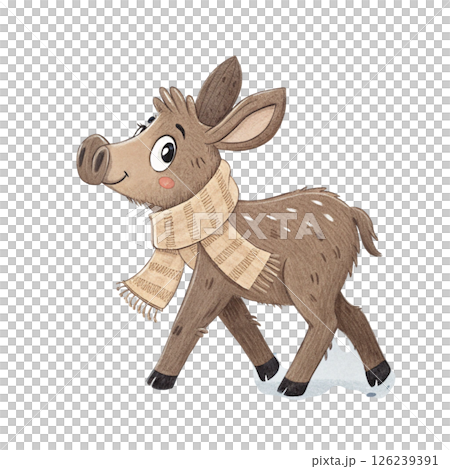 Cute animals, children's book style  White Background 126239391