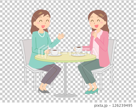 カフェで話をする二人の女性 カフェで話をする二人の女性 126239495