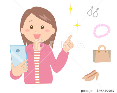 スマホでネットショッピングする女性 126239563