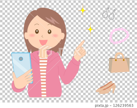 スマホでネットショッピングする女性 126239563