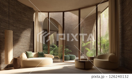 緑が見えるリビング 126240132