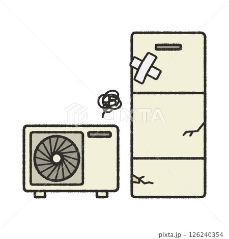 手書きの古い故障したエコキュート 手書きの古い故障したエコキュート 126240354