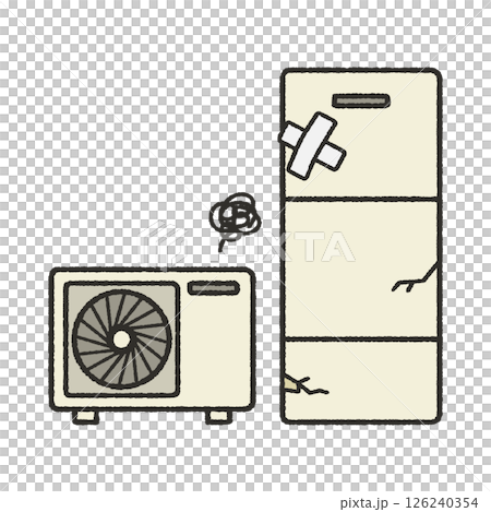 手書きの古い故障したエコキュート 手書きの古い故障したエコキュート 126240354