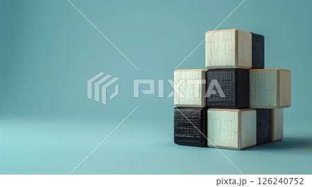 Black and white wooden block toys kids for education play game at home 126240752