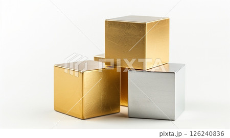 Gold and silver block stack toys kids for education play game at home 126240836