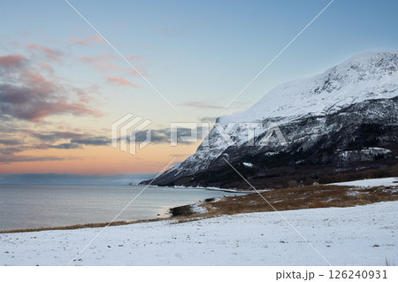 Landscape with snow, Harstad, Norway 126240931
