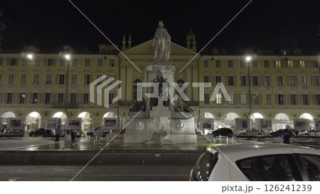 Piazza carlo alberto and monument to carlo alberto in Turin at night. Action Piazza carlo alberto and monument to carlo alberto in Turin at night. Action 126241239