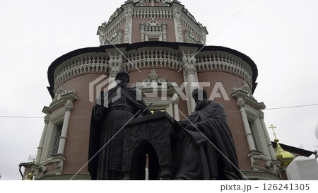Monument to saints cyril and methodius at the novodevichy convent in Moscow. Action 126241305