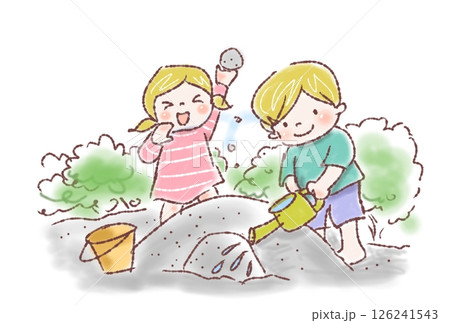 公園で思いっきり砂遊び　/Joyful Sand Play at the Park 126241543