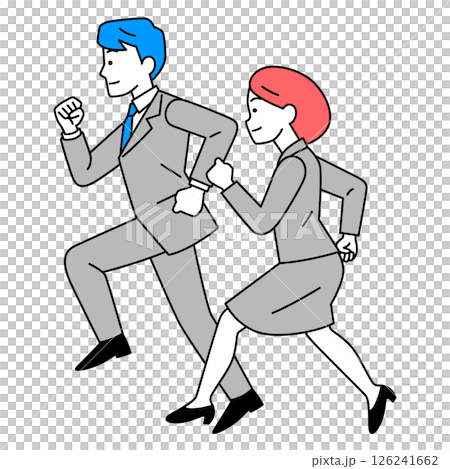 Men and women in suits running (sideways) 126241662