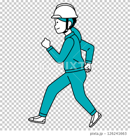 Running female worker (sideways) Running female worker (sideways) 126241663