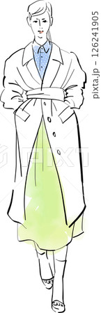 ランウェイを歩くモデル風の女性のイラスト 126241905