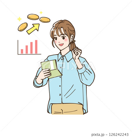 投資して財産を増やした女性のイラスト 126242243