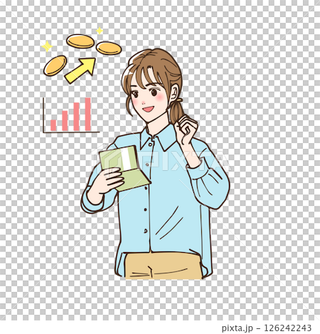 投資して財産を増やした女性のイラスト 126242243