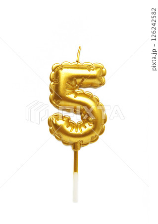 Birthday candles number five isolated on white background 126242582