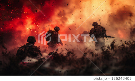 戦争中の軍人のイメージ 126243403