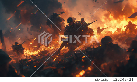 戦争中の軍人のイメージ 126243421