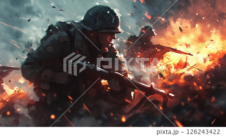 戦争中の軍人のイメージ 126243422