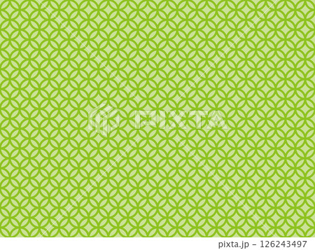 黄緑の七宝繋ぎ文様の背景 黄緑の七宝繋ぎ文様の背景 126243497
