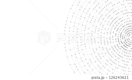 Technology abstract background. Dots connected by lines. Minimalist mesh backdrop with copy space. Abstract polygonal radial shape. Plexus circles. 126243621