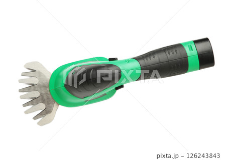 Hedge Trimmer New cordless hedge trimmer isolated on white background 126243843
