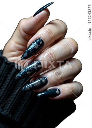 beautiful manicure with a black and red nails 126243878