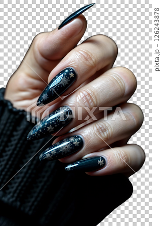 beautiful manicure with a black and red nails beautiful manicure with a black and red nails 126243878