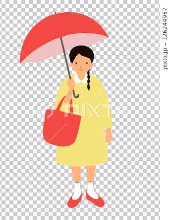 一位綁著辮子、撐著紅傘的女子 一位綁著辮子、撐著紅傘的女子 126244957