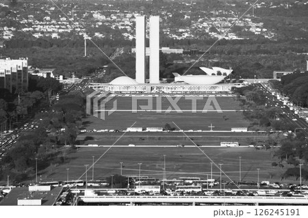 ブラジリアの国会議事堂と市街風景　ブラジル 126245191