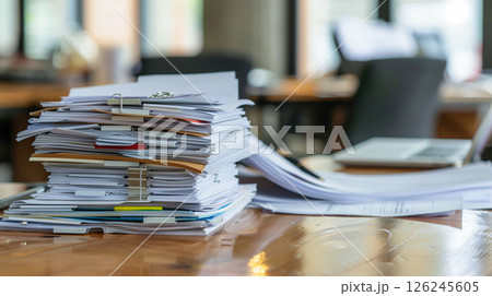 Document paper on desk in business office. 126245605