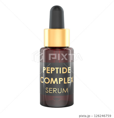 Peptide complex serum, droplet bottle from glass. 3D rendering 126246759