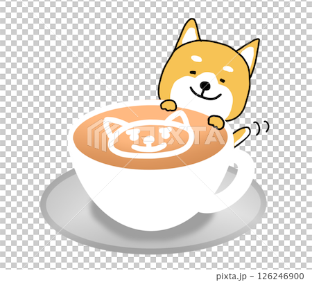 Shiba Inu-kun smiles when he sees dog latte art 126246900