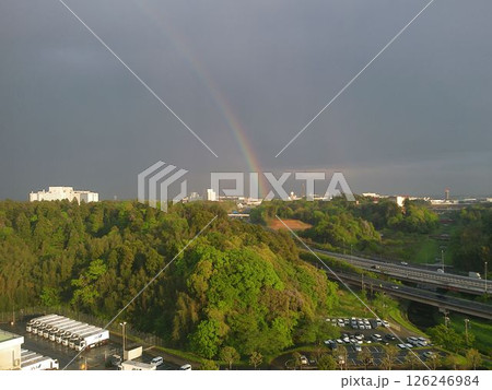 美しい虹が広がる郊外の風景 126246984