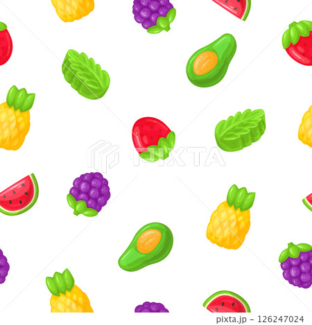 Gummy jelly seamless pattern. Chewy jelly marmalade candies endless design flat vector background illustration. Cartoon jelly sweets endless backdrop Gummy jelly seamless pattern. Chewy jelly marmalade candies endless design flat vector background illustration. Cartoon jelly sweets endless backdrop 126247024