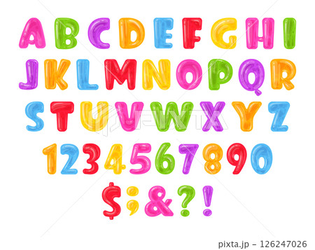 Jelly font. Chewy gummy abc letters and...のイラスト素材 [126247026] - PIXTA