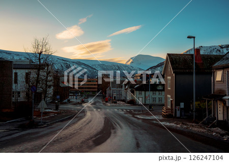 Winter harbor and cityscape of Tromso, Norway Winter harbor and cityscape of Tromso, Norway 126247104