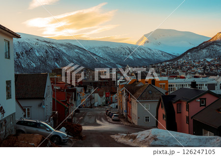 Winter harbor and cityscape of Tromso, Norway Winter harbor and cityscape of Tromso, Norway 126247105