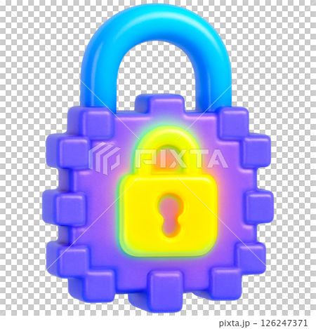 vibrant 3D lock symbolizing cybersecurity with colorful design vibrant 3D lock symbolizing cybersecurity with colorful design 126247371