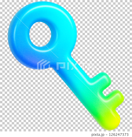 vibrant 3D key in blue and green hues symbolizes cybersecurity concepts 126247373