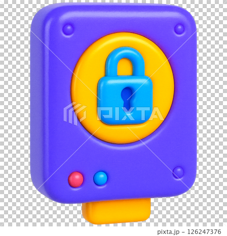 vibrant 3D illustration of padlock symbolizing cybersecurity with colorful design 126247376