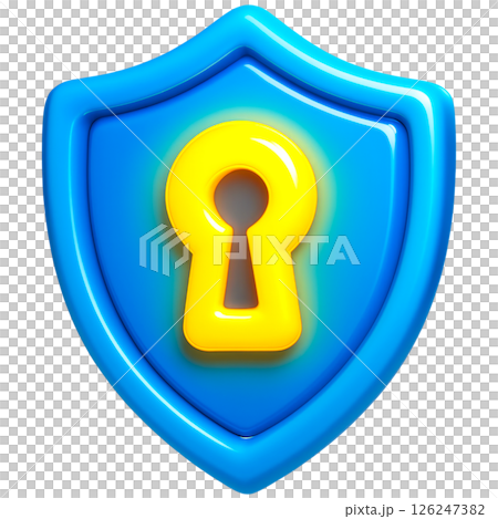vibrant 3D shield with keyhole symbolizes cybersecurity protection vibrant 3D shield with keyhole symbolizes cybersecurity protection 126247382