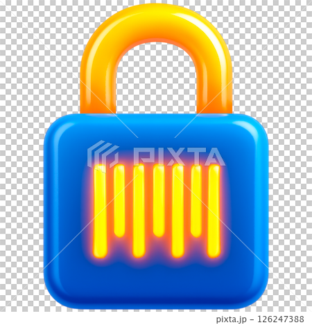 vibrant 3D lock icon symbolizes cybersecurity with glowing design vibrant 3D lock icon symbolizes cybersecurity with glowing design 126247388