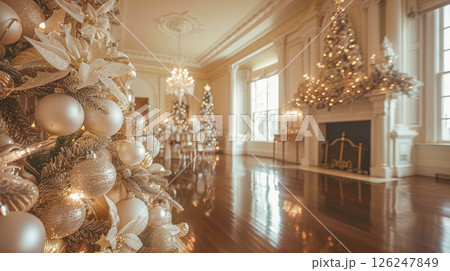 table is elegantly set for celebrating Christmas or New Year. 126247849