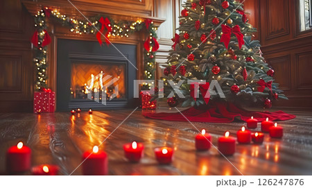 table is elegantly set for celebrating Christmas or New Year. 126247876