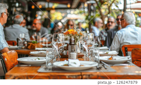 table is elegantly set for celebrating Christmas or New Year. 126247879