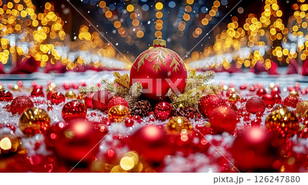 table is elegantly set for celebrating Christmas or New Year. 126247880
