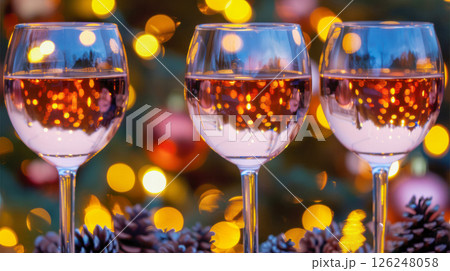 table is elegantly set for celebrating Christmas or New Year. 126248058